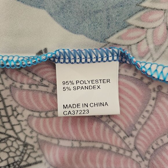 Creation Tunic Top Size 2X Asymmetrical 3/4 Sleeves Vibrant Colorful Leaf Design - Picture 8 of 10